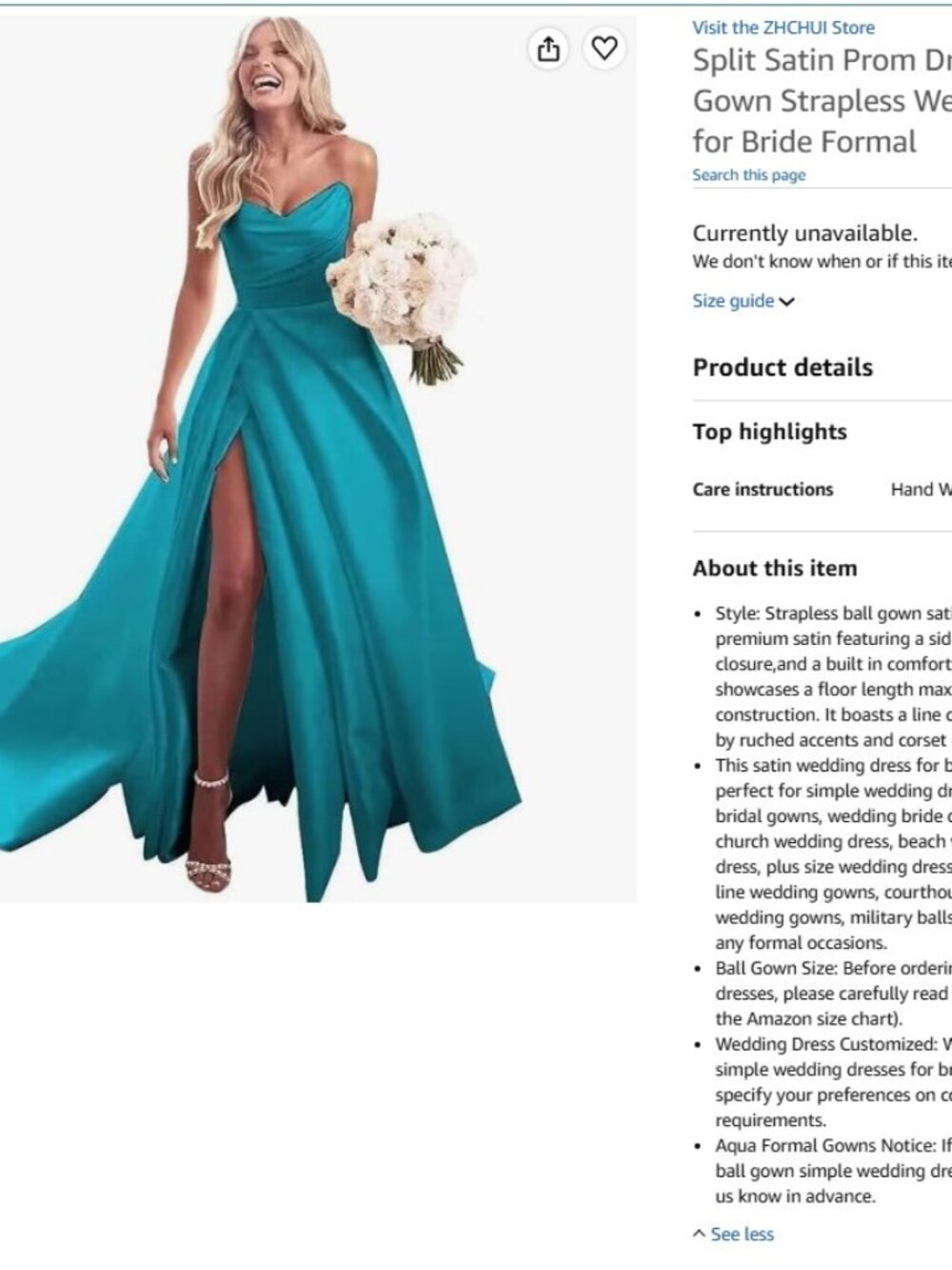 Split Satin Prom Dress